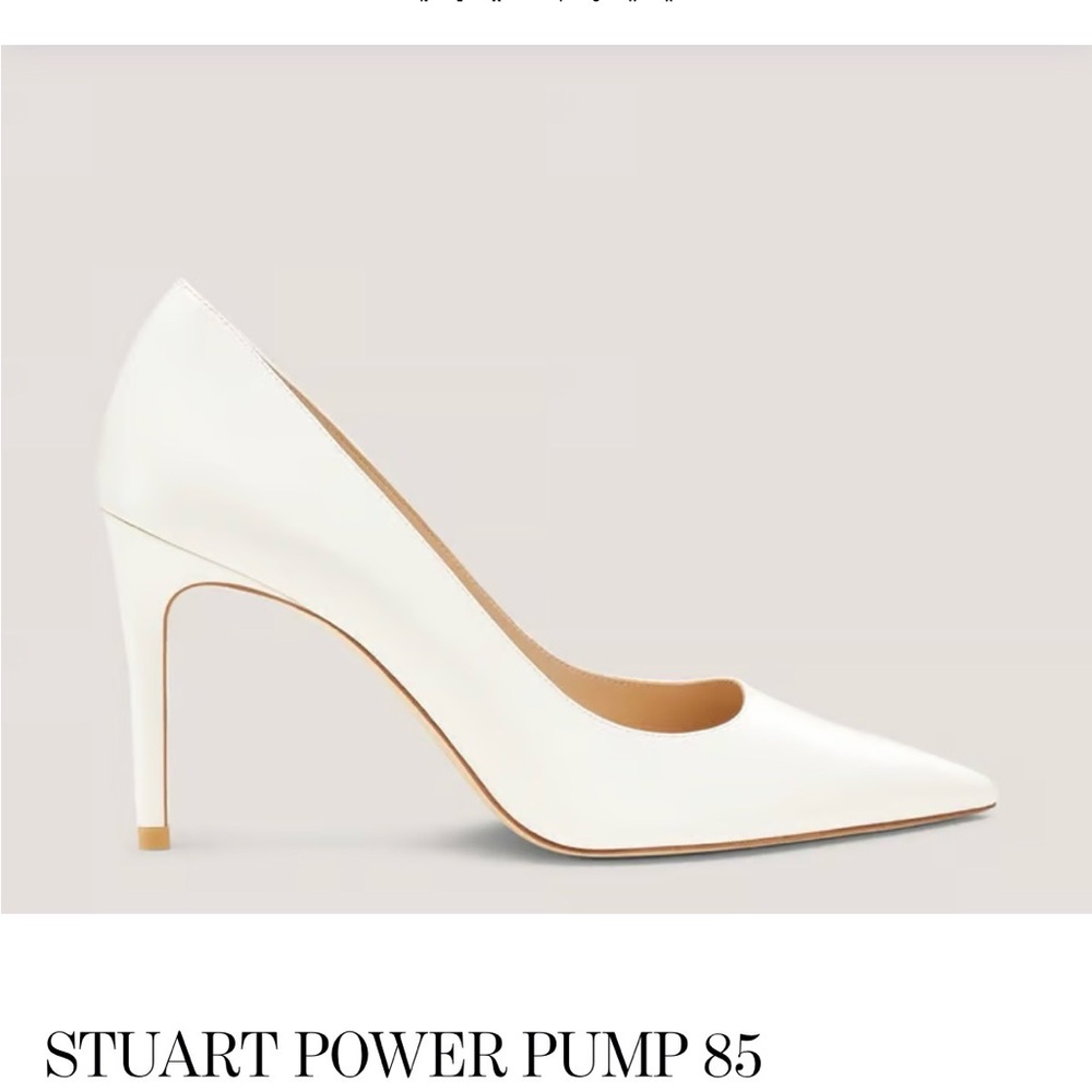 STUART WEITZMAN Power Pump 85 — CREAM Women's Pointed-Toe Heel
